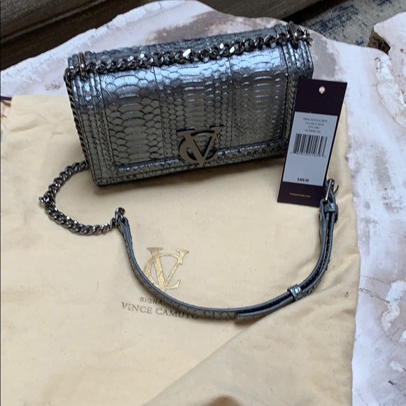 Vince Camuto Signature NWT Gunmetal Python Bag - Picture 6 of 8